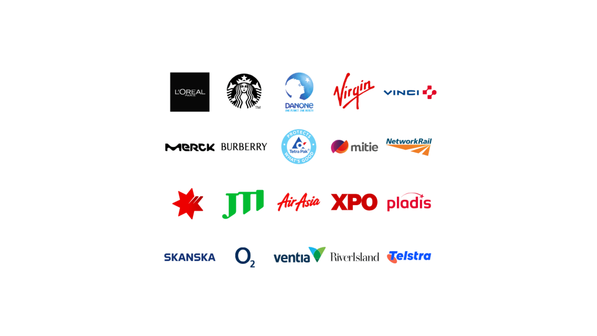 L'Oréal, Starbucks, Danone, Virgin, VINCI, Merck, Burberry